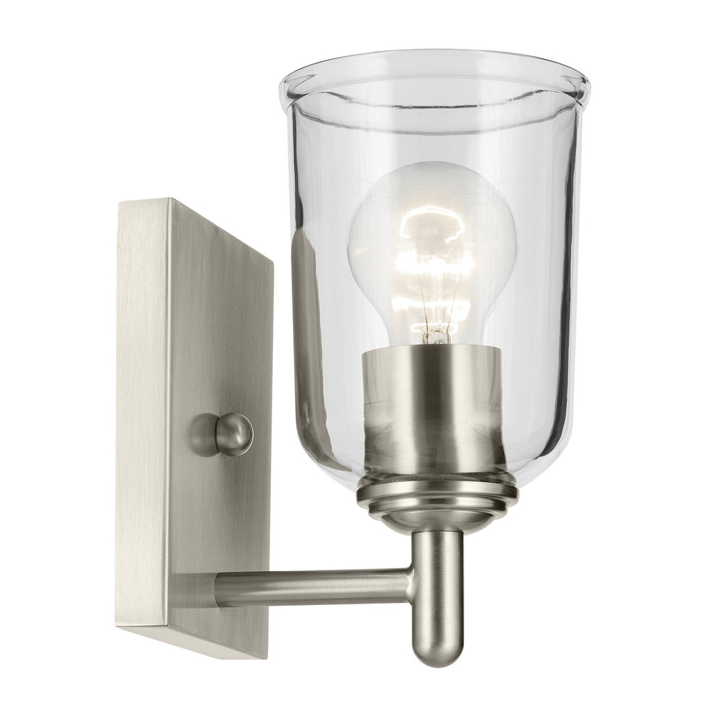 KICHLER 45572NICLR Shailene 5" 1-Light Wall Sconce With Clear Glass In Brushed Nickel