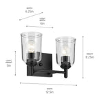 KICHLER 45573BKCLR Shailene 12.5" 2-Light Vanity Light With Clear Glass In Black