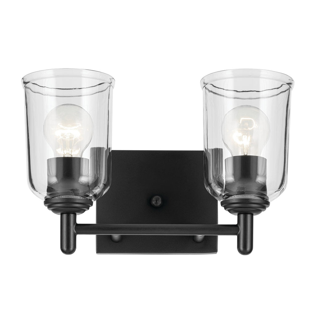 KICHLER 45573BKCLR Shailene 12.5" 2-Light Vanity Light With Clear Glass In Black