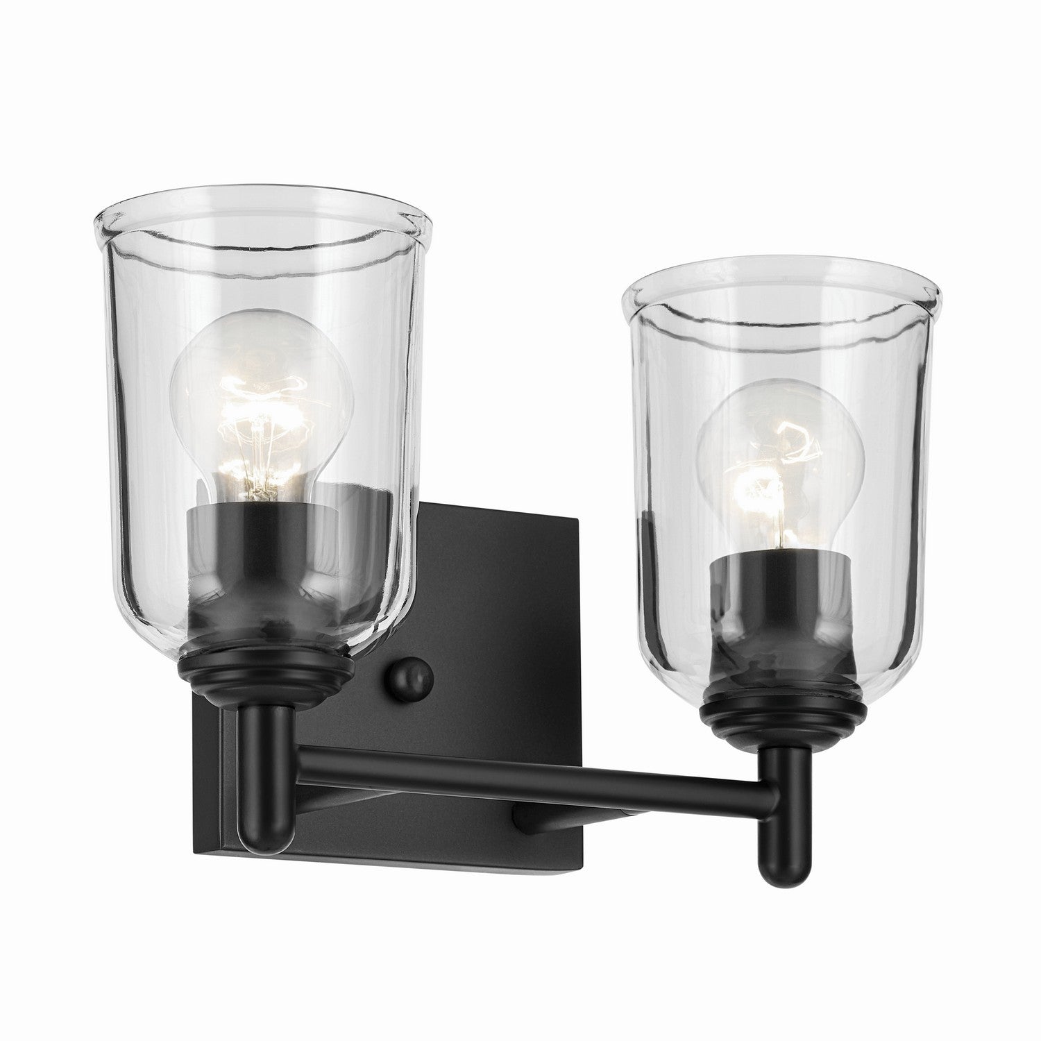KICHLER 45573BKCLR Shailene 12.5" 2-Light Vanity Light With Clear Glass In Black