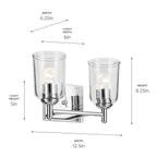 KICHLER 45573CHCLR Shailene 12.5" 2-Light Vanity Light With Clear Glass In Chrome