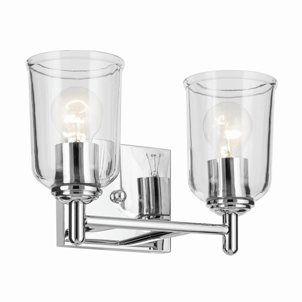 KICHLER 45573CHCLR Shailene 12.5" 2-Light Vanity Light With Clear Glass In Chrome