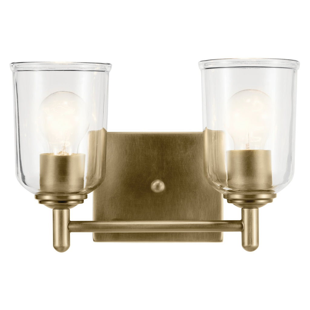 KICHLER 45573NBRCLR Shailene 12.5" 2-Light Vanity Light With Clear Glass In Natural Brass