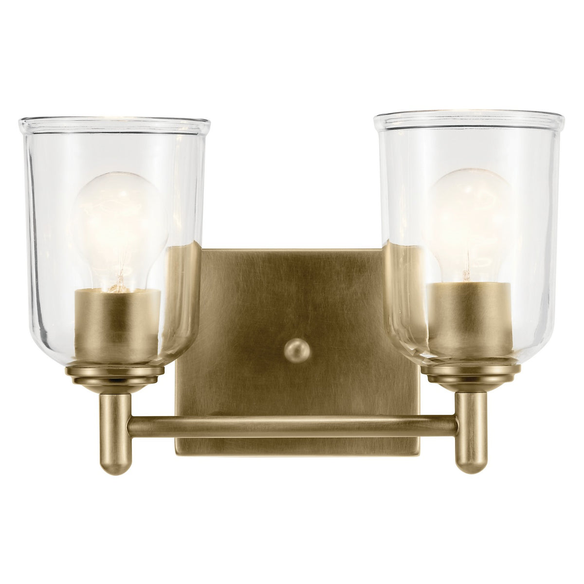 KICHLER 45573NBRCLR Shailene 12.5" 2-Light Vanity Light With Clear Glass In Natural Brass