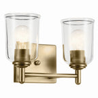 KICHLER 45573NBRCLR Shailene 12.5" 2-Light Vanity Light With Clear Glass In Natural Brass