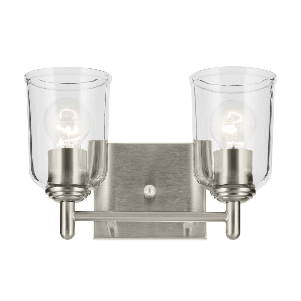 KICHLER 45573NICLR Shailene 12.5" 2-Light Vanity Light With Clear Glass In Brushed Nickel