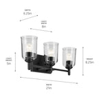 KICHLER 45574BKCLR Shailene 21" 3-Light Vanity Light With Clear Glass In Black