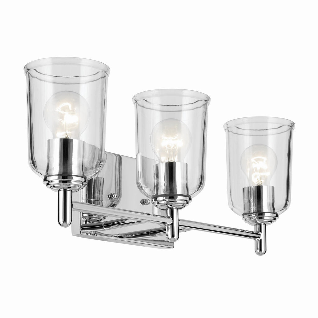 KICHLER 45574CHCLR Shailene 21" 3-Light Vanity Light With Clear Glass In Chrome