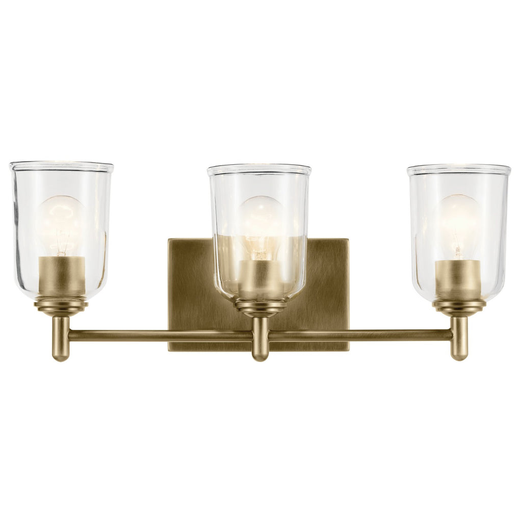 KICHLER 45574NBRCLR Shailene 21" 3-Light Vanity Light With Clear Glass In Natural Brass