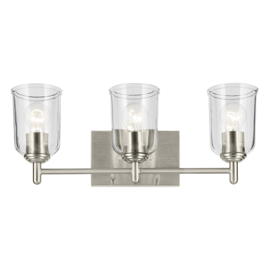 KICHLER 45574NICLR Shailene 21" 3-Light Vanity Light With Clear Glass In Brushed Nickel