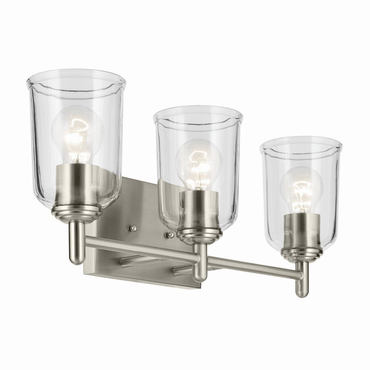 KICHLER 45574NICLR Shailene 21" 3-Light Vanity Light With Clear Glass In Brushed Nickel