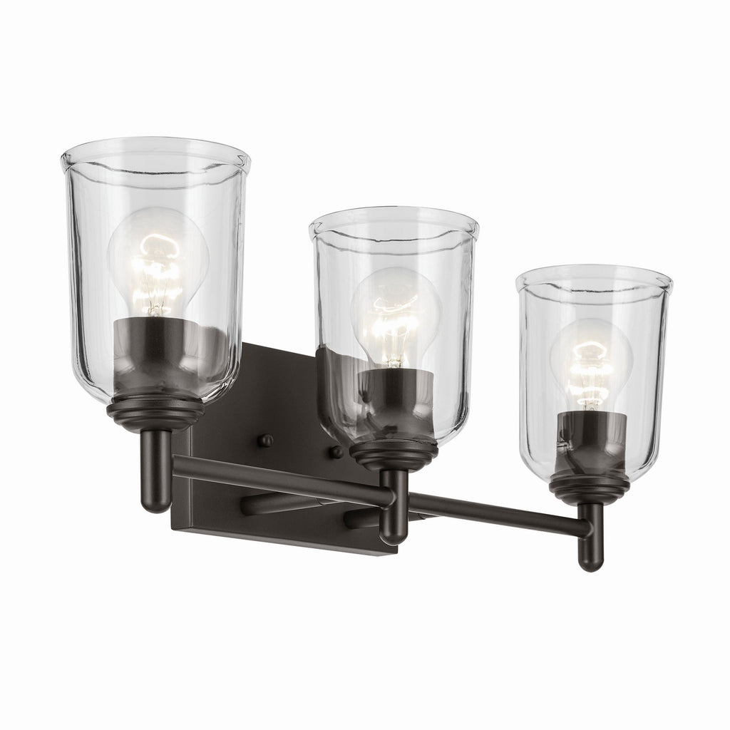 KICHLER 45574OZCLR Shailene 21" 3-Light Vanity Light With Clear Glass In Olde Bronze
