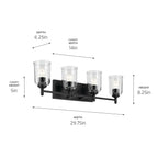 KICHLER 45575BKCLR Shailene 29.75" 4-Light Vanity Light With Clear Glass In Black