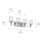 KICHLER 45575CHCLR Shailene 29.75" 4-Light Vanity Light With Clear Glass In Chrome
