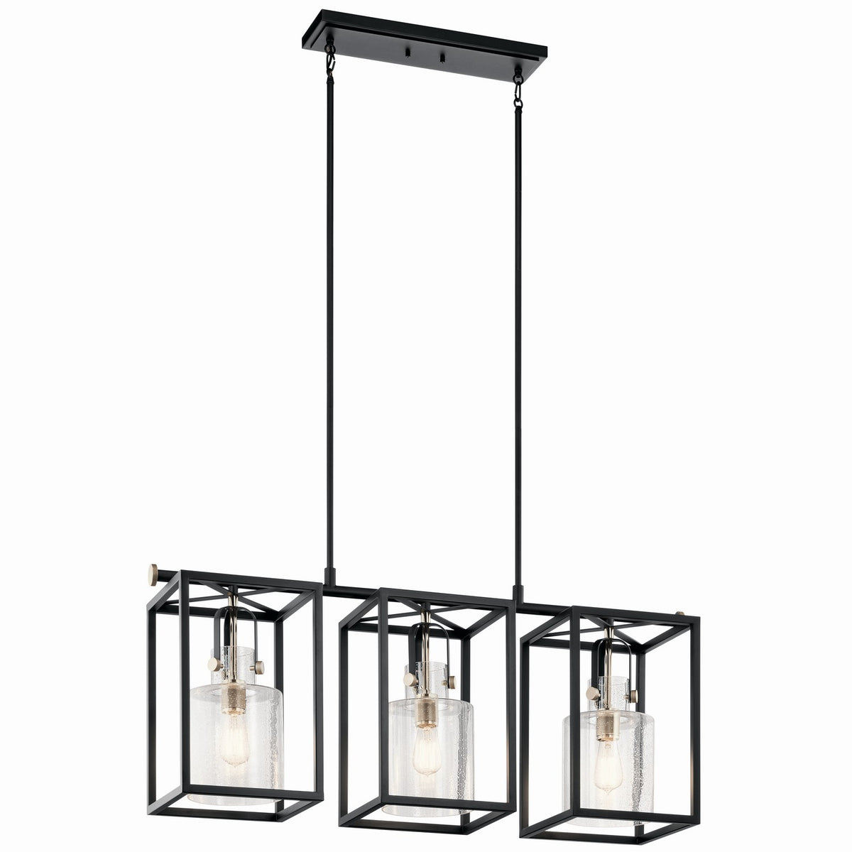 KICHLER 52033PN Kitner 3 Light Linear Chandelier Black