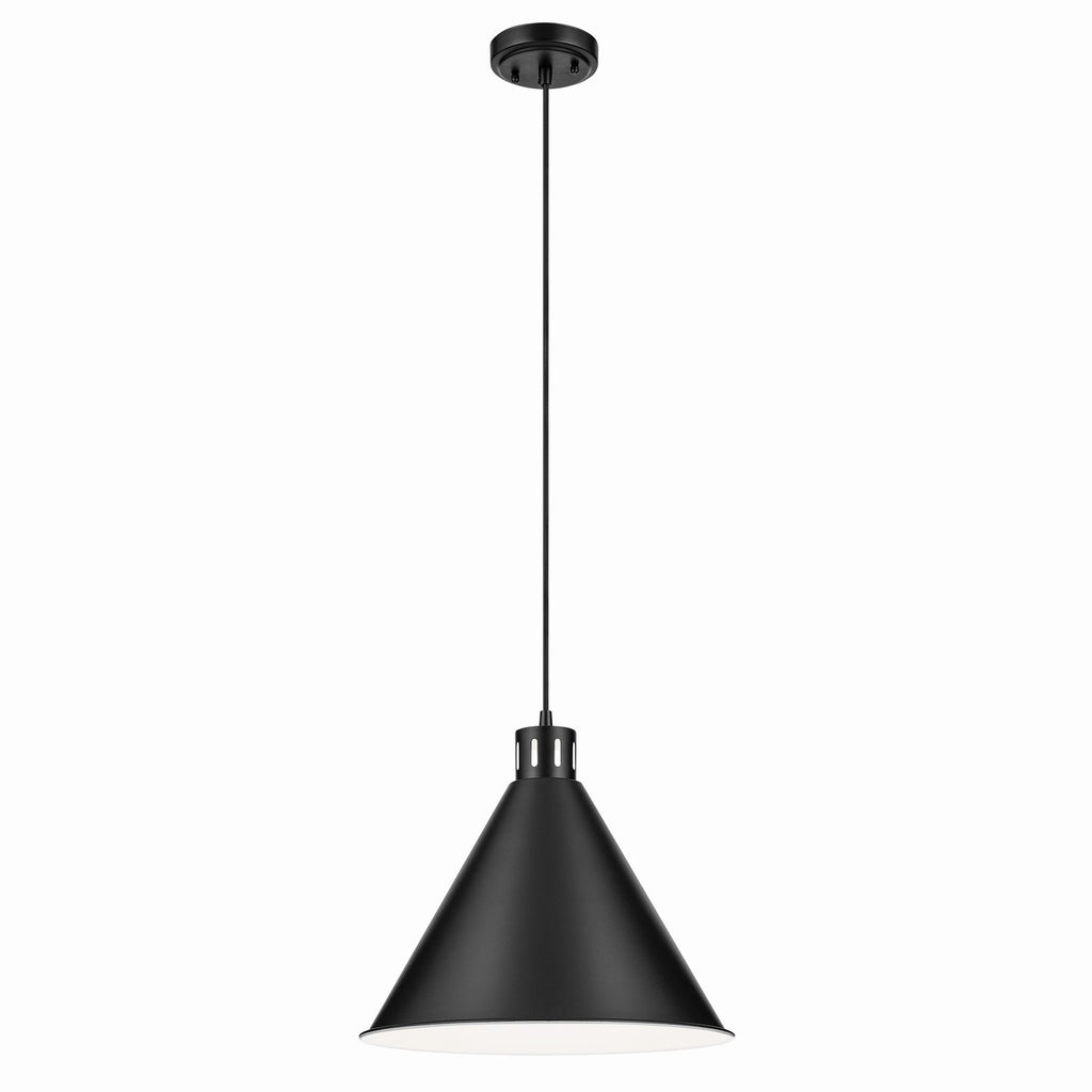 KICHLER 52177BK Zailey 14.25" 1-Light Cone Pendant In Black