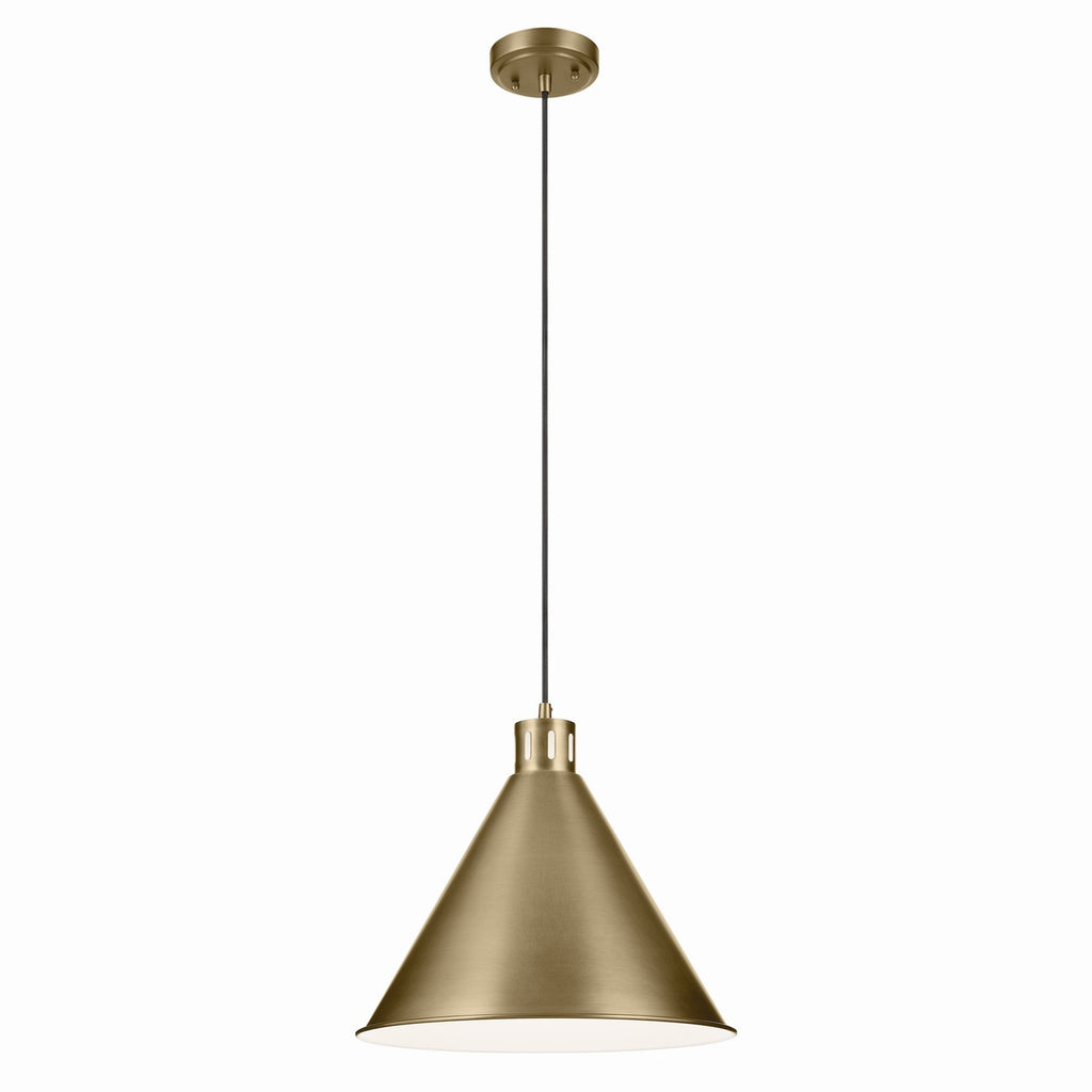 KICHLER 52177NBR Zailey 14.25" 1-Light Cone Pendant In Natural Brass