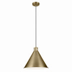 KICHLER 52177NBR Zailey 14.25" 1-Light Cone Pendant In Natural Brass