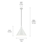 KICHLER 52177WH Zailey 14.25" 1-Light Cone Pendant In White