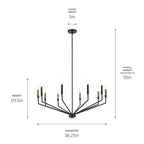 KICHLER 52348BK Armand 38.25" 10-Light Chandelier In Black