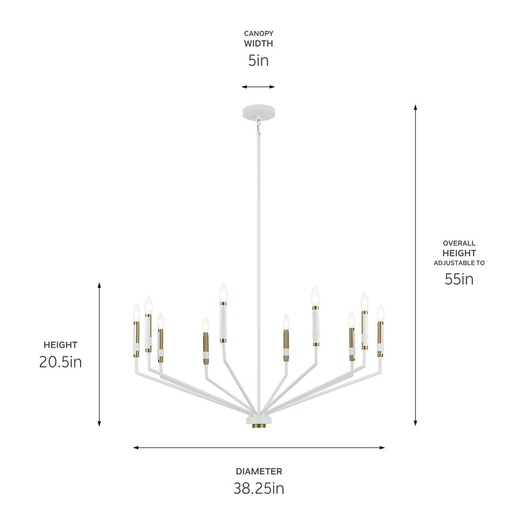 KICHLER 52348WH Armand 38.25" 10-Light Chandelier In White