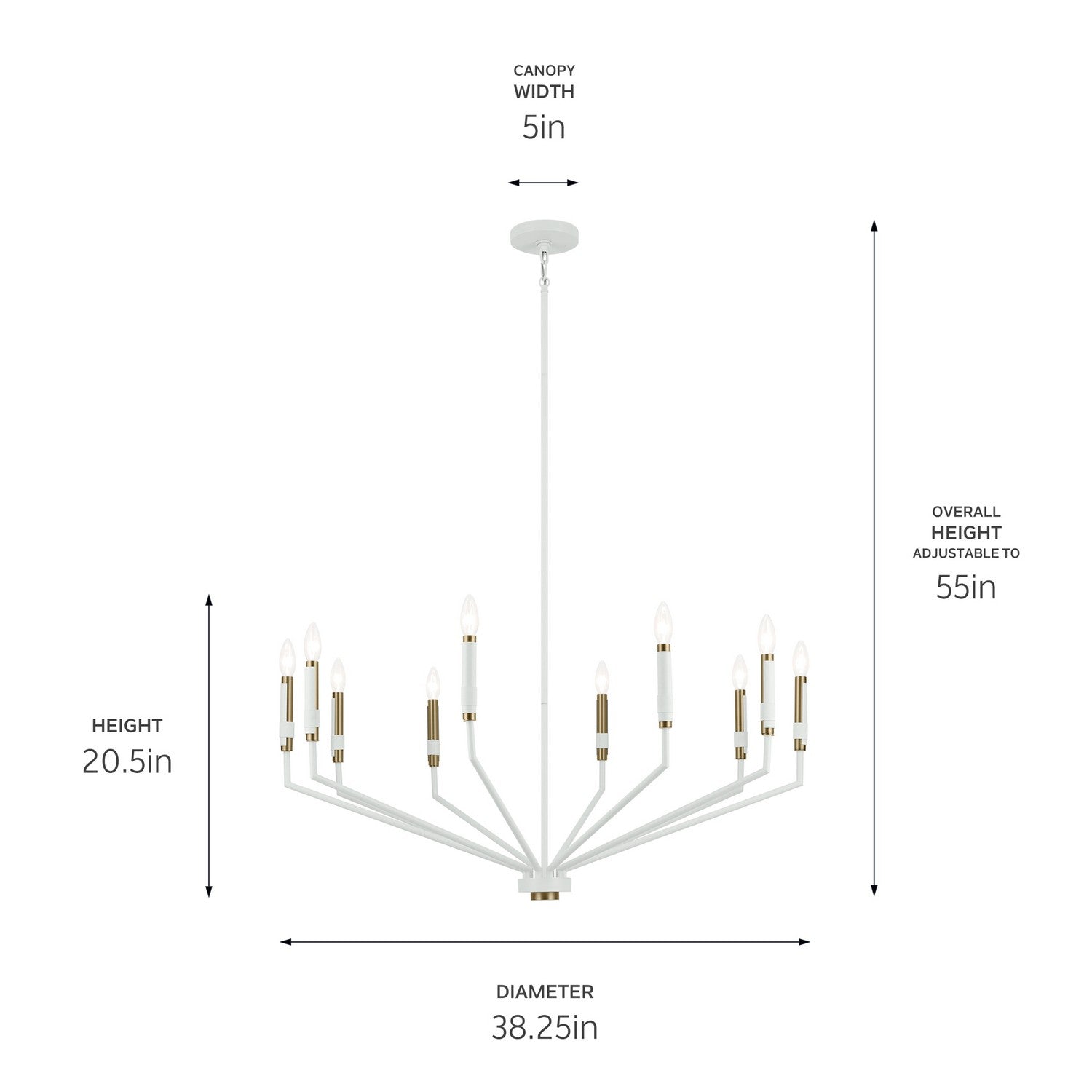 KICHLER 52348WH Armand 38.25" 10-Light Chandelier In White