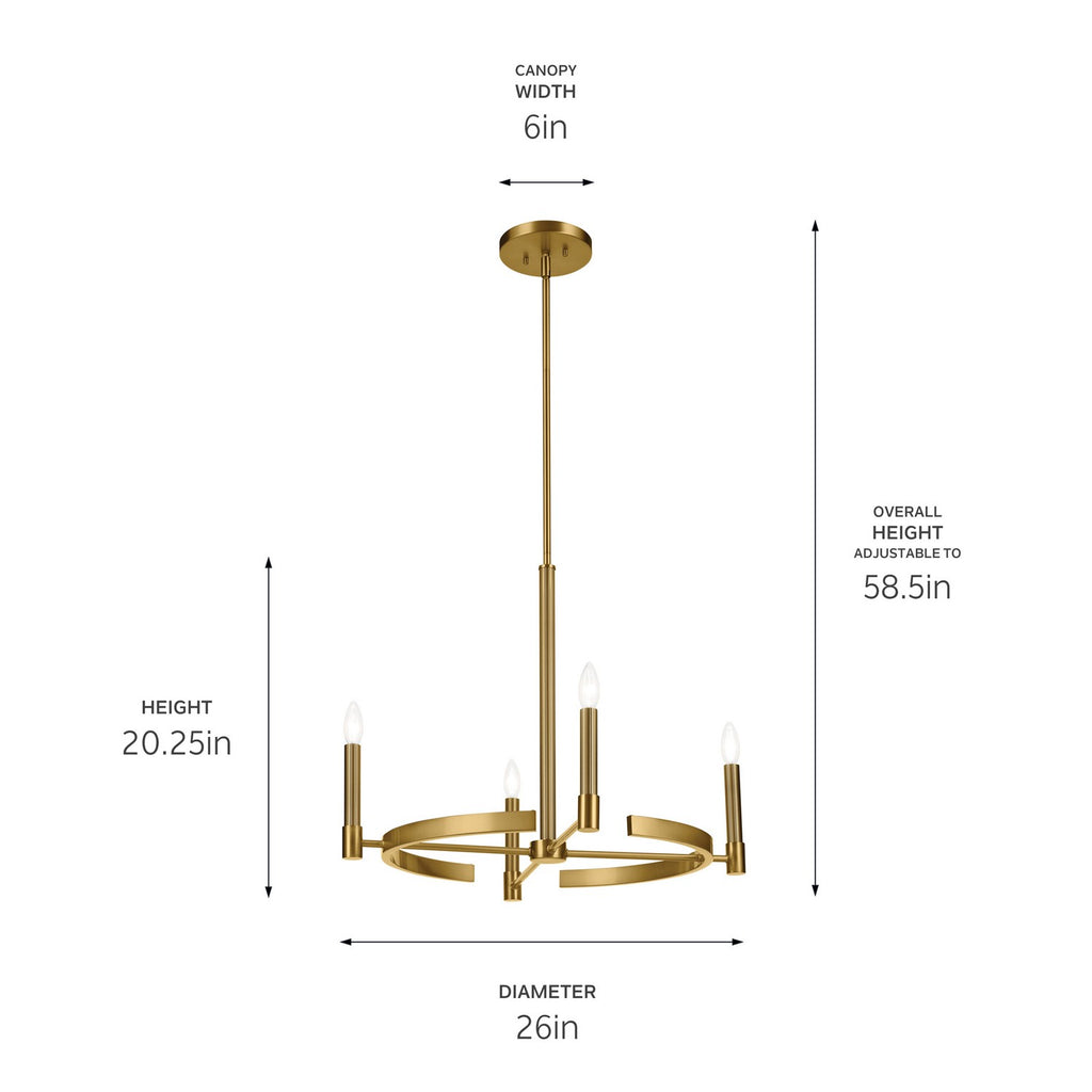 KICHLER 52426BNB Tolani 20.25" 4-Light Chandelier In Brushed Natural Brass