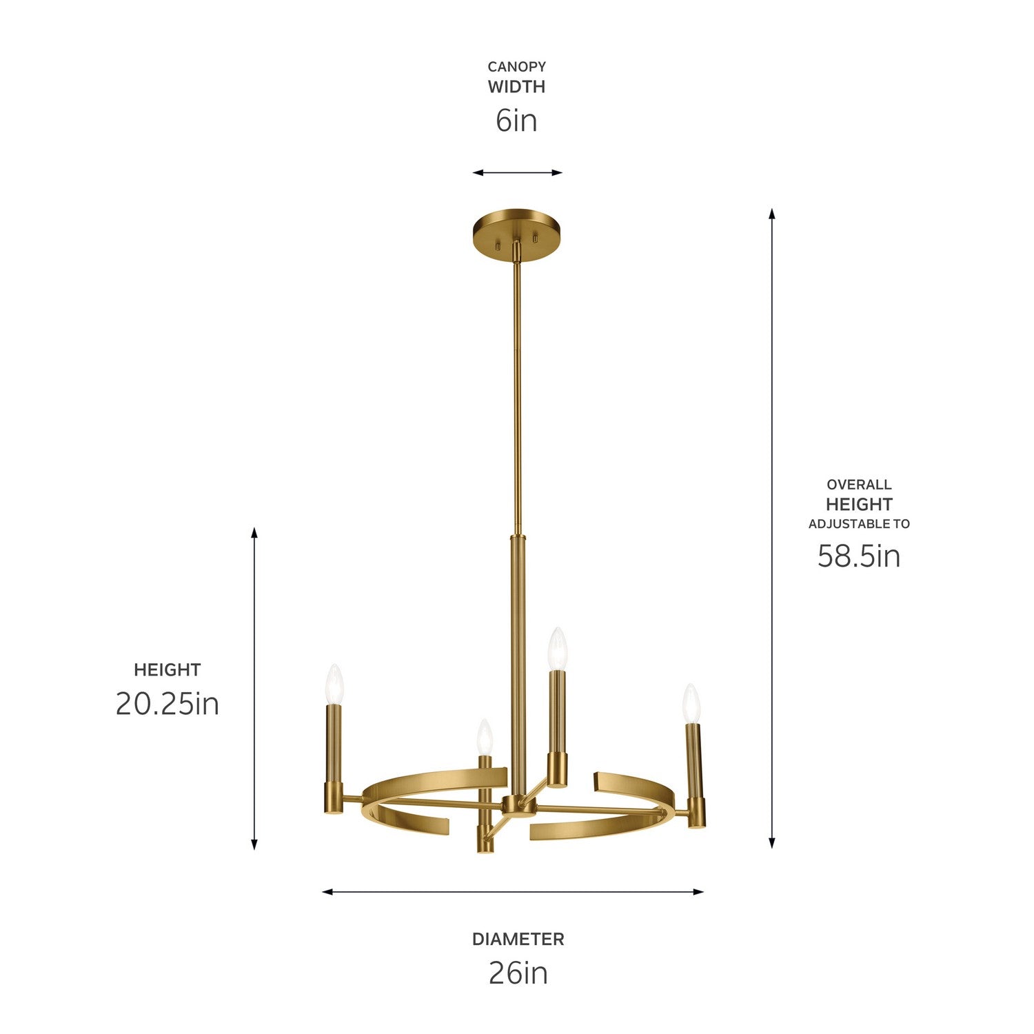KICHLER 52426BNB Tolani 20.25" 4-Light Chandelier In Brushed Natural Brass