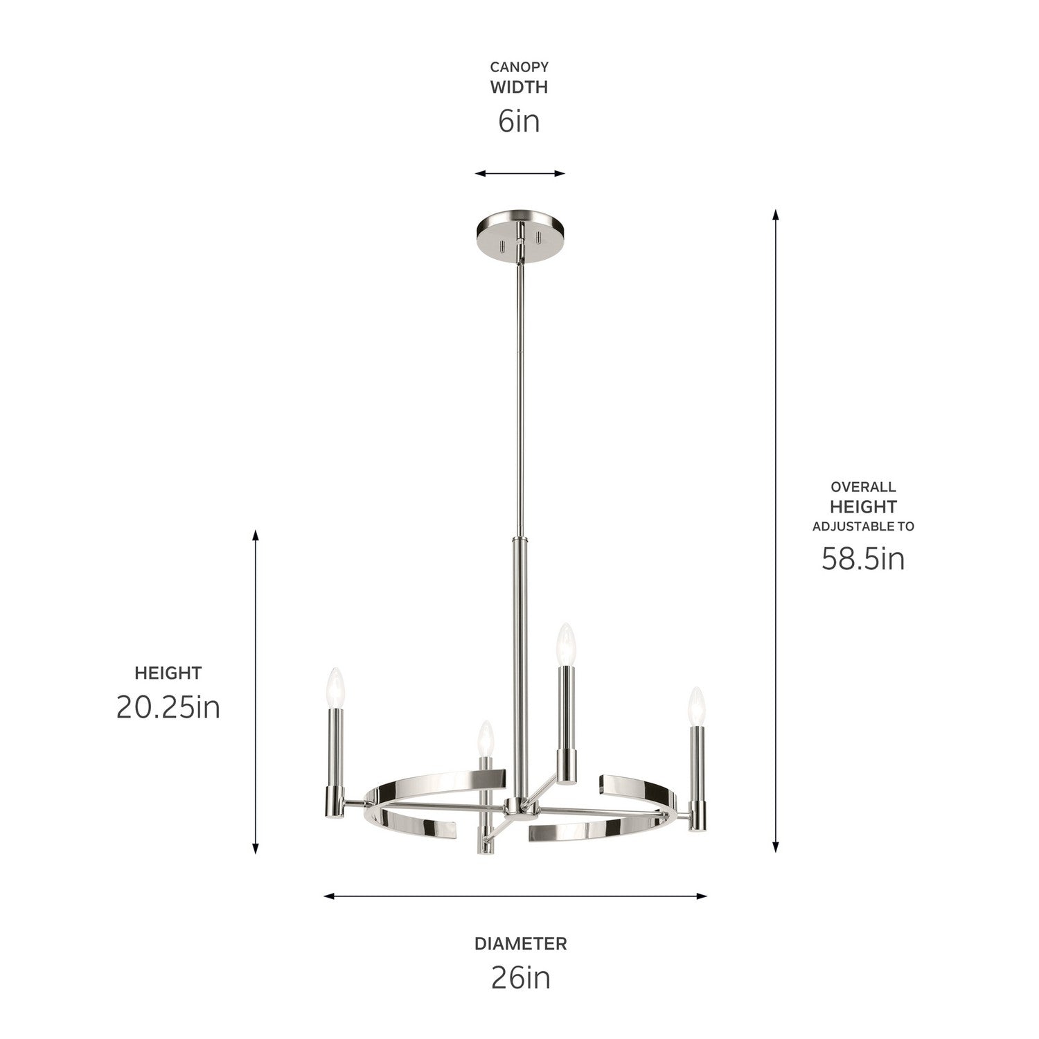KICHLER 52426PN Tolani 20.25" 4-Light Chandelier In Polished Nickel