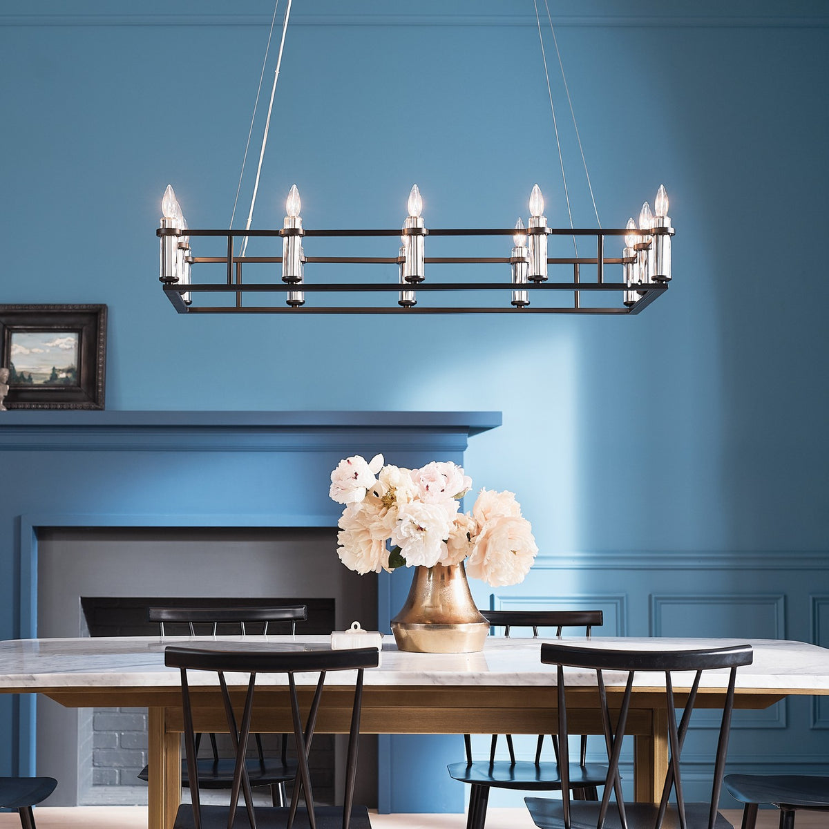 KICHLER 52492BK Rosalind Linear Chandelier 12 Light - Black