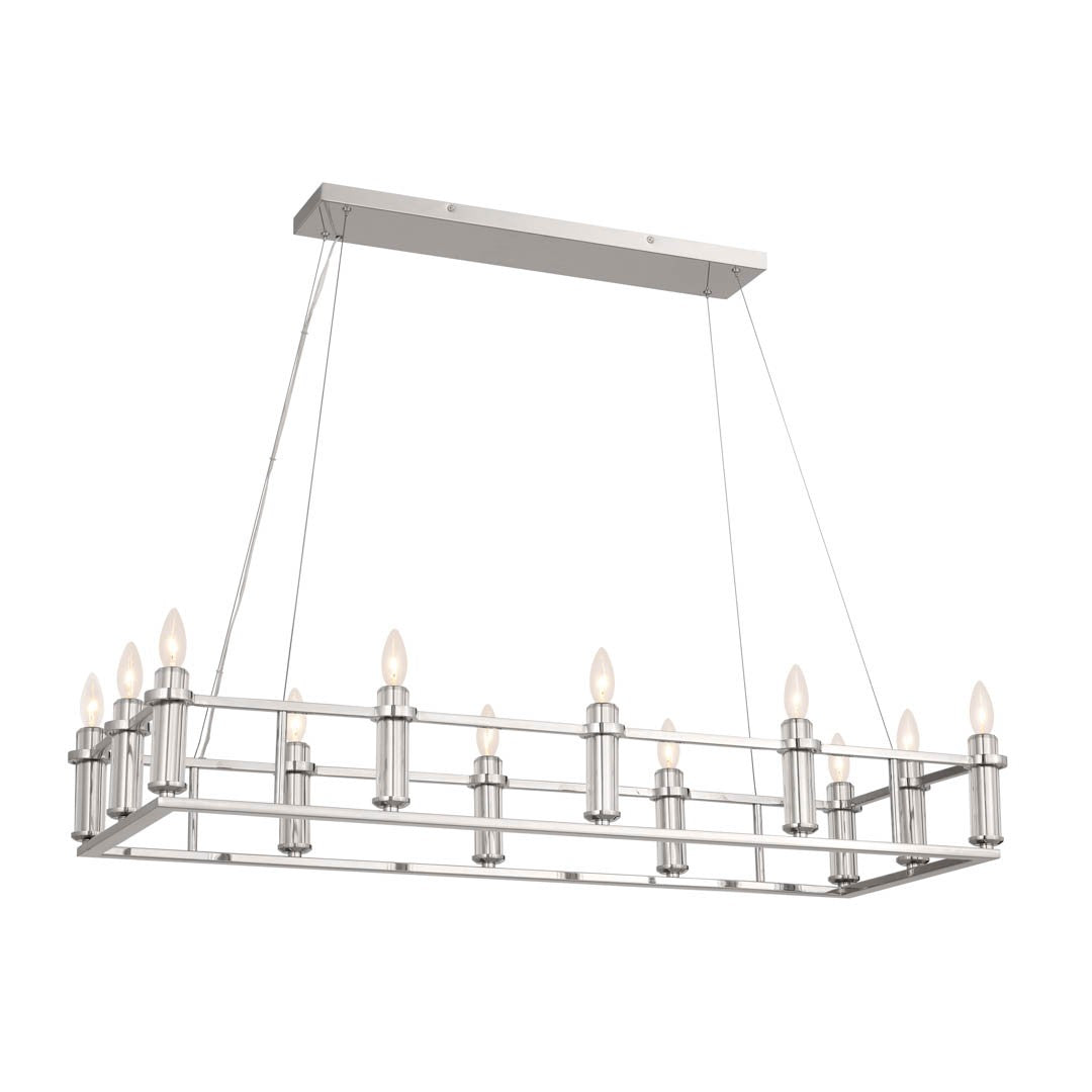 KICHLER 52492PN Rosalind Linear Chandelier 12 Light - Polished Nickel
