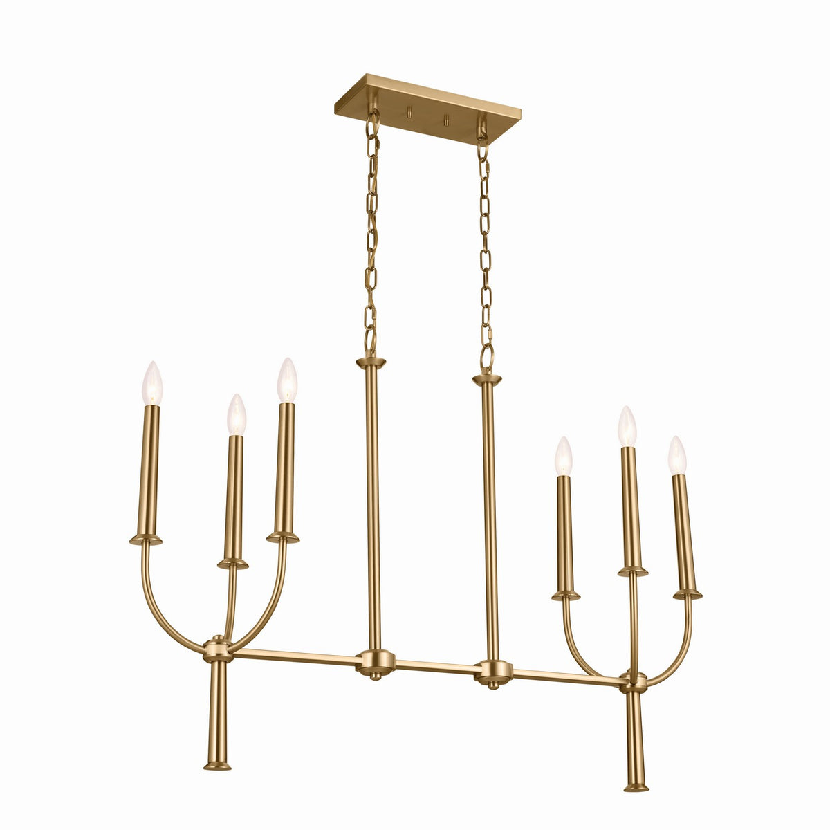 KICHLER 52495BNB Florence Linear Chandelier 6 Light - Brushed Natural Brass