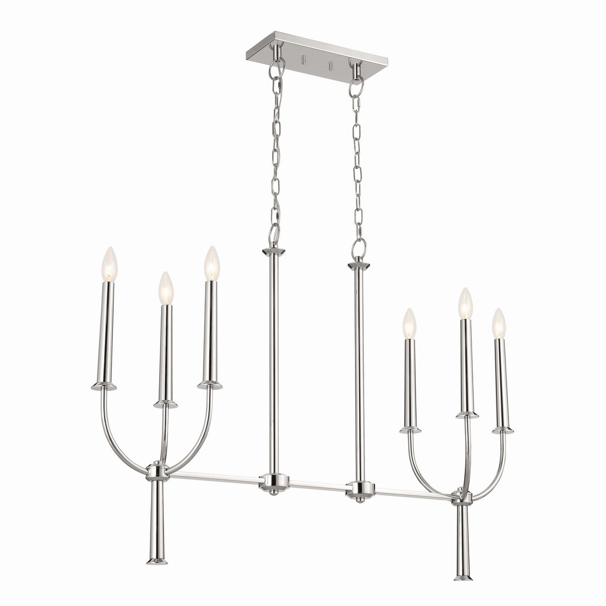 KICHLER 52495PN Florence Linear Chandelier 6 Light - Polished Nickel