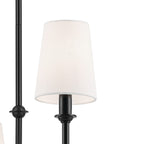 KICHLER 52521BK Pallas 52" Xl 8-Light Round Chandelier With White Linen Shade In Black