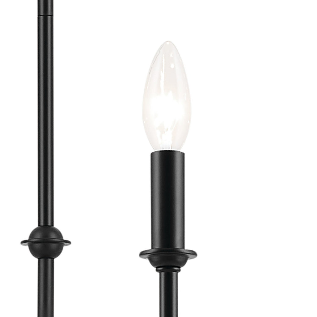 KICHLER 52521BK Pallas 52" Xl 8-Light Round Chandelier With White Linen Shade In Black