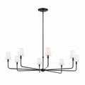 KICHLER 52521BK Pallas 52" Xl 8-Light Round Chandelier With White Linen Shade In Black