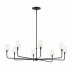 KICHLER 52521BK Pallas 52" Xl 8-Light Round Chandelier With White Linen Shade In Black
