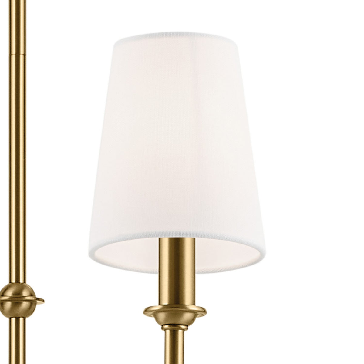 KICHLER 52521BNB Pallas 52" Xl 8-Light Round Chandelier With White Linen Shade In Brushed Natural Brass