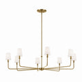 KICHLER 52521BNB Pallas 52" Xl 8-Light Round Chandelier With White Linen Shade In Brushed Natural Brass