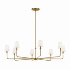 KICHLER 52521BNB Pallas 52" Xl 8-Light Round Chandelier With White Linen Shade In Brushed Natural Brass