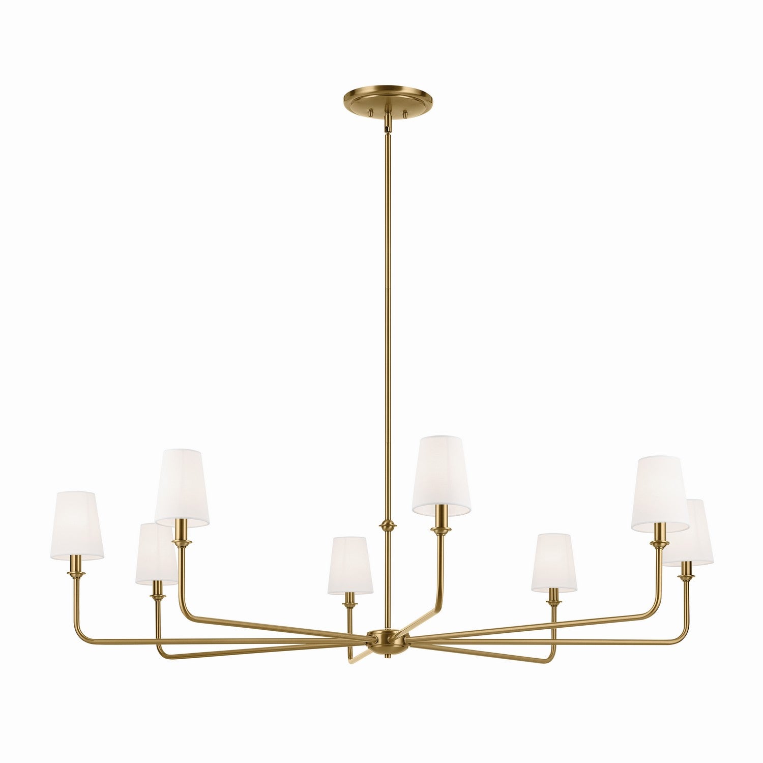 KICHLER 52521BNB Pallas 52" Xl 8-Light Round Chandelier With White Linen Shade In Brushed Natural Brass