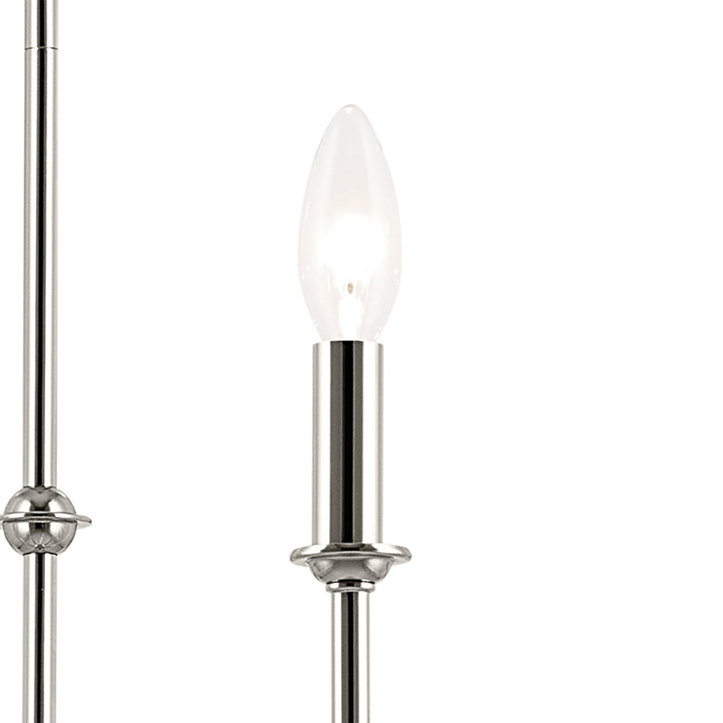 KICHLER 52521PN Pallas 52" Xl 8-Light Round Chandelier With White Linen Shade In Polished Nickel