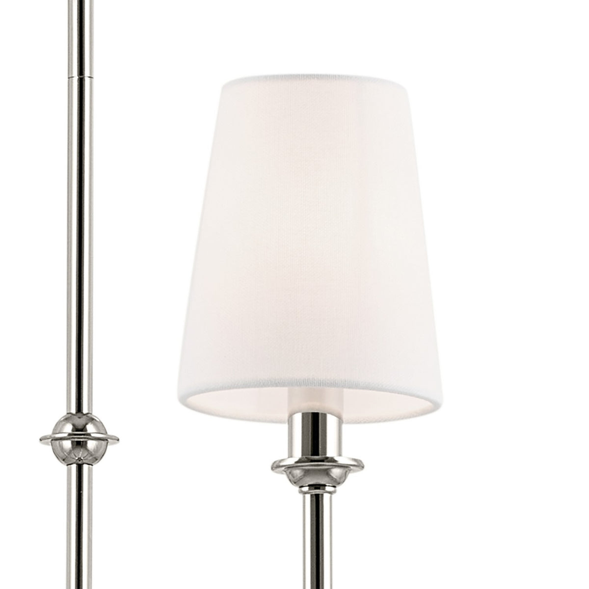 KICHLER 52521PN Pallas 52" Xl 8-Light Round Chandelier With White Linen Shade In Polished Nickel