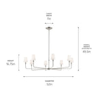 KICHLER 52521PN Pallas 52" Xl 8-Light Round Chandelier With White Linen Shade In Polished Nickel