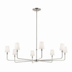 KICHLER 52521PN Pallas 52" Xl 8-Light Round Chandelier With White Linen Shade In Polished Nickel