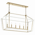KICHLER 52622CPZWH Delvin 44 Inch 6 Light Linear Chandelier With Clear Glass In Champagne Bronze And White