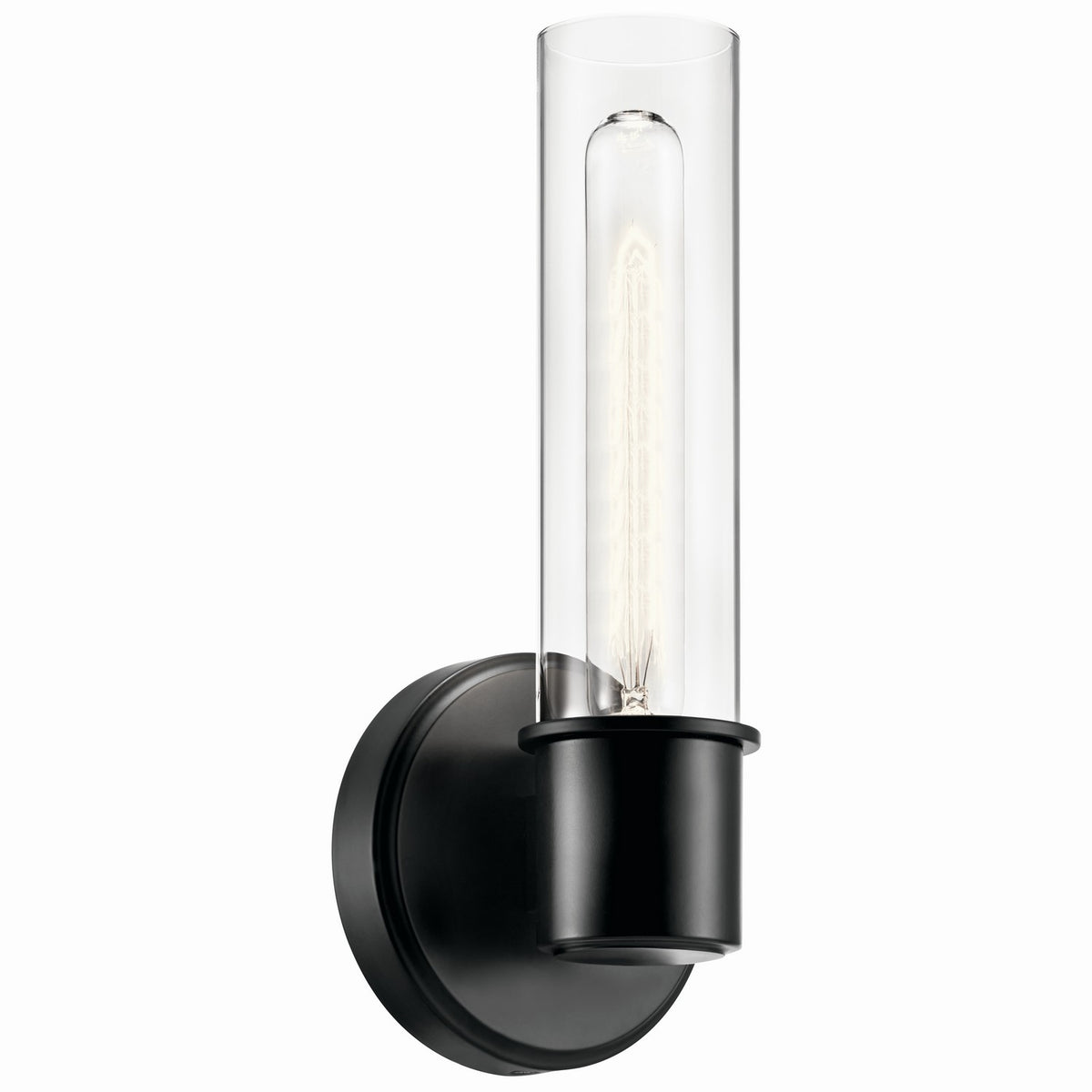 KICHLER 52653BK Aviv 13 Inch 1 Light Wall Sconce With Clear Glass In Black