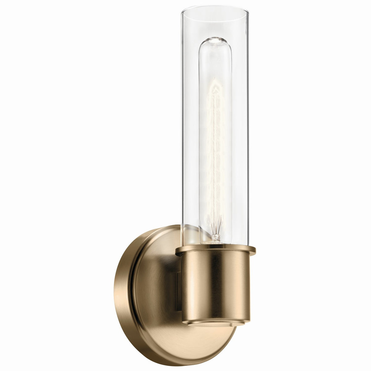 KICHLER 52653CPZ Aviv 13 Inch 1 Light Wall Sconce With Clear Glass In Champagne Bronze