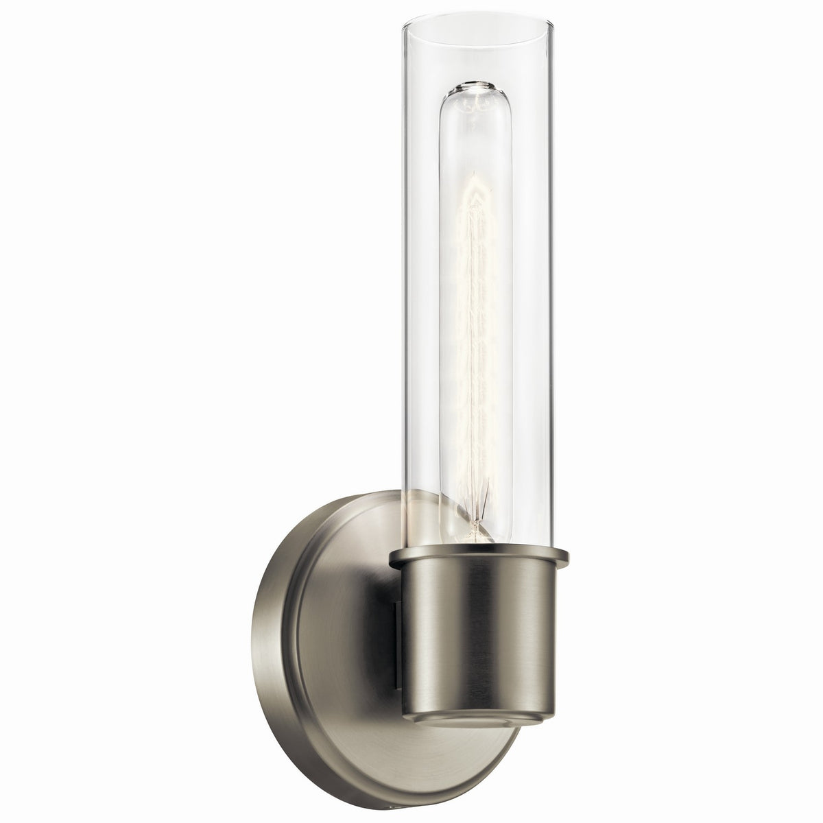 KICHLER 52653NI Aviv 13 Inch 1 Light Wall Sconce With Clear Glass In Brushed Nickel