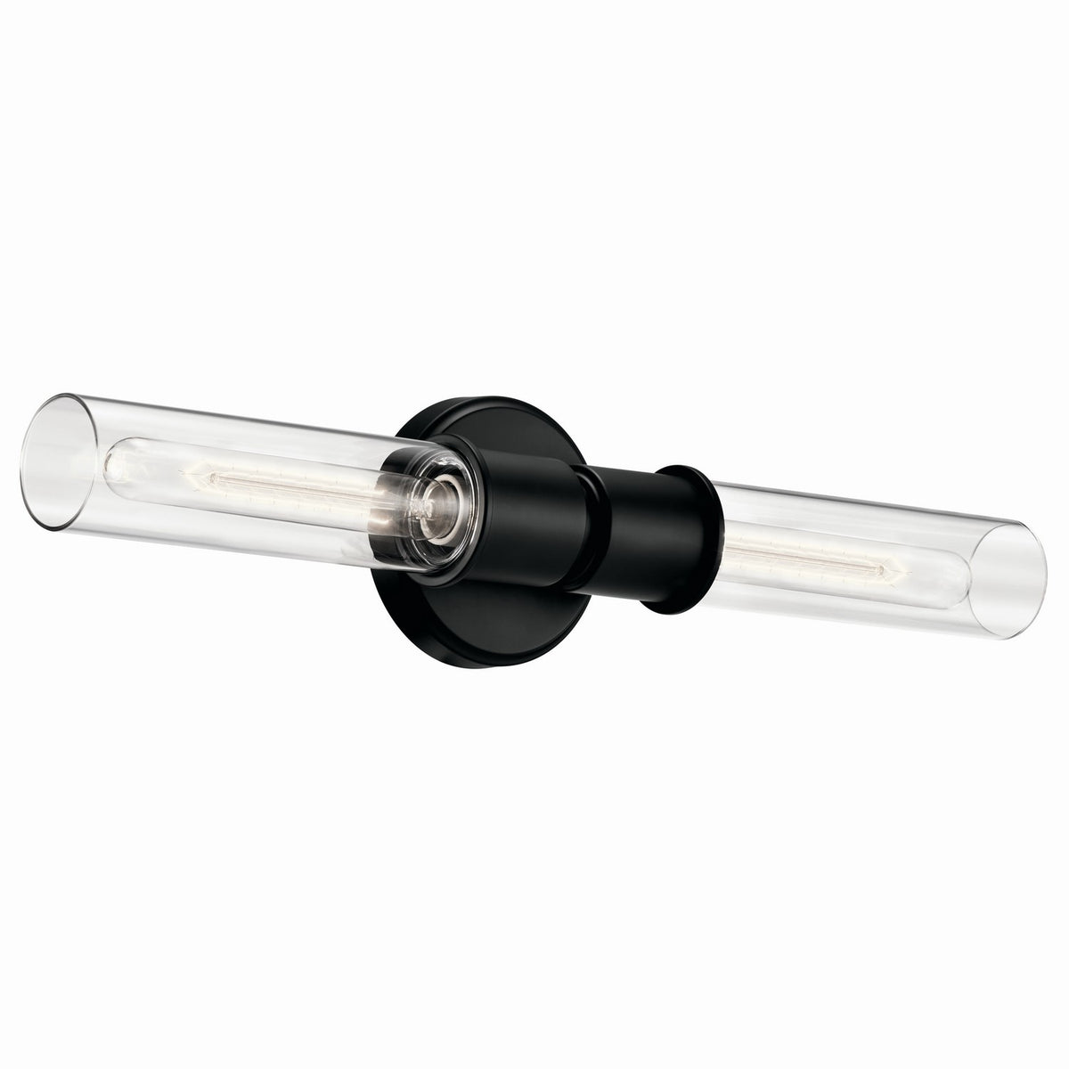 KICHLER 52654BK Aviv 24 Inch 2 Light Wall Sconce With Clear Glass In Black